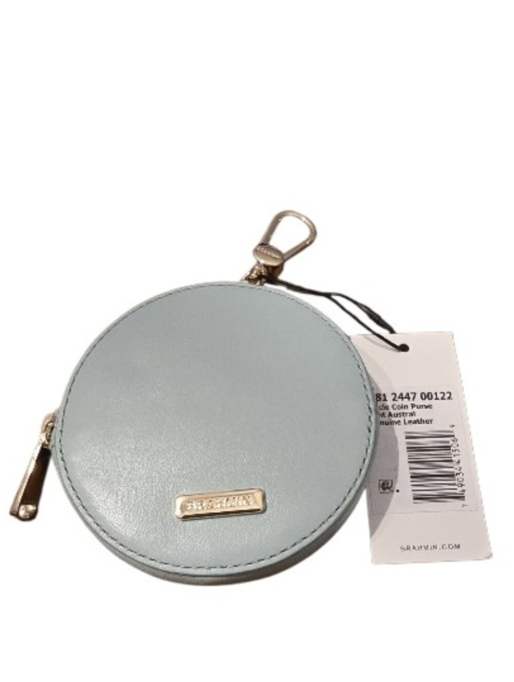 Brahmin Round Mint Green Leather Coin Purse NWT